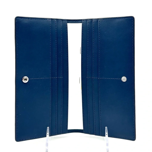 Michael Kors Reed Large Snap Bifold Wallet Navy Blue - Picture 7 of 8